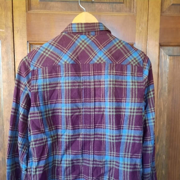 Eddie Bauer & Pendleton 100% wool burgundy plaid button down shirt - Picture 8 of 11